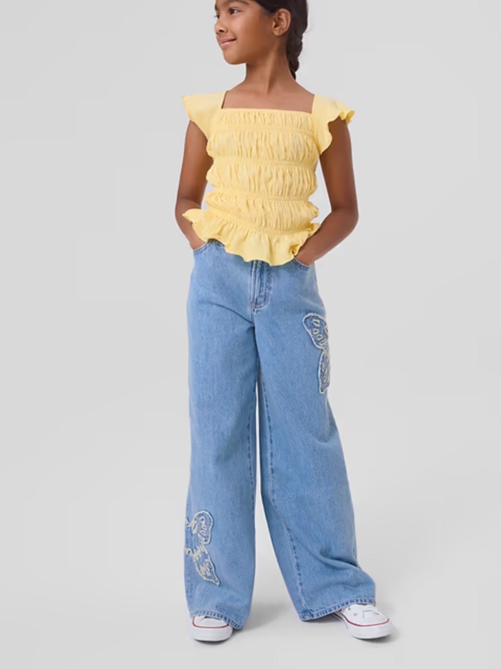 Gap High Rise Wide-Leg Jeans Light Wash Butterfly Blue